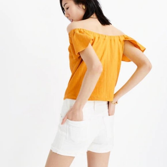 Madewell Off the Shoulder Button Front Top - Picture 2 of 7